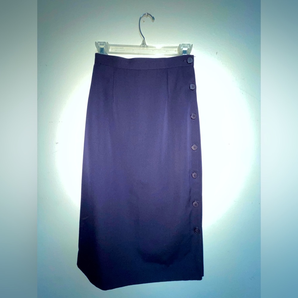 J.H. Collectibles 100% Wool Side Button Navy Blue Pencil Skirt | Size 4